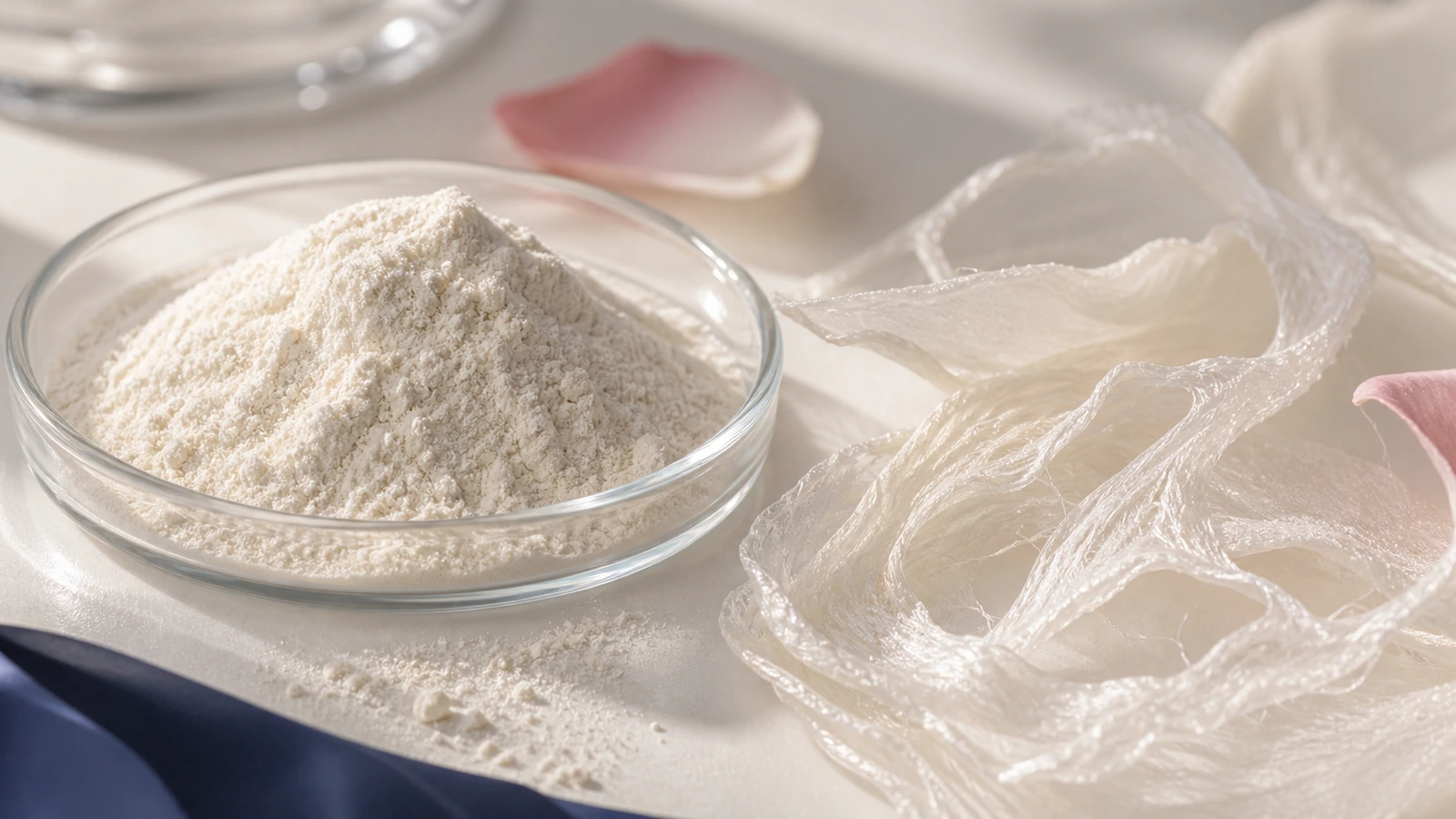 Collagen peptide powder and fiber-like texture