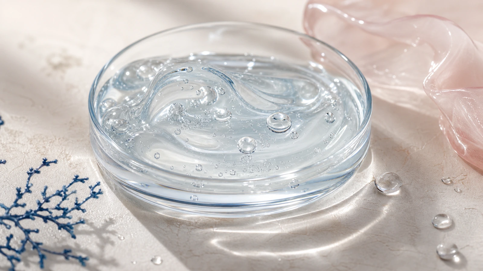 Clear hydrating gel representing hyaluronic acid